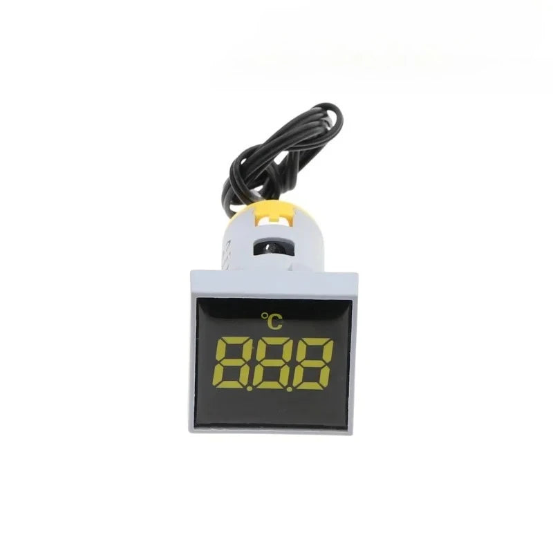 YeNiuDQ 22mm LED Digital Panel Thermometer Meter with Probe Digital Thermometer Meter Richie's YELLOW