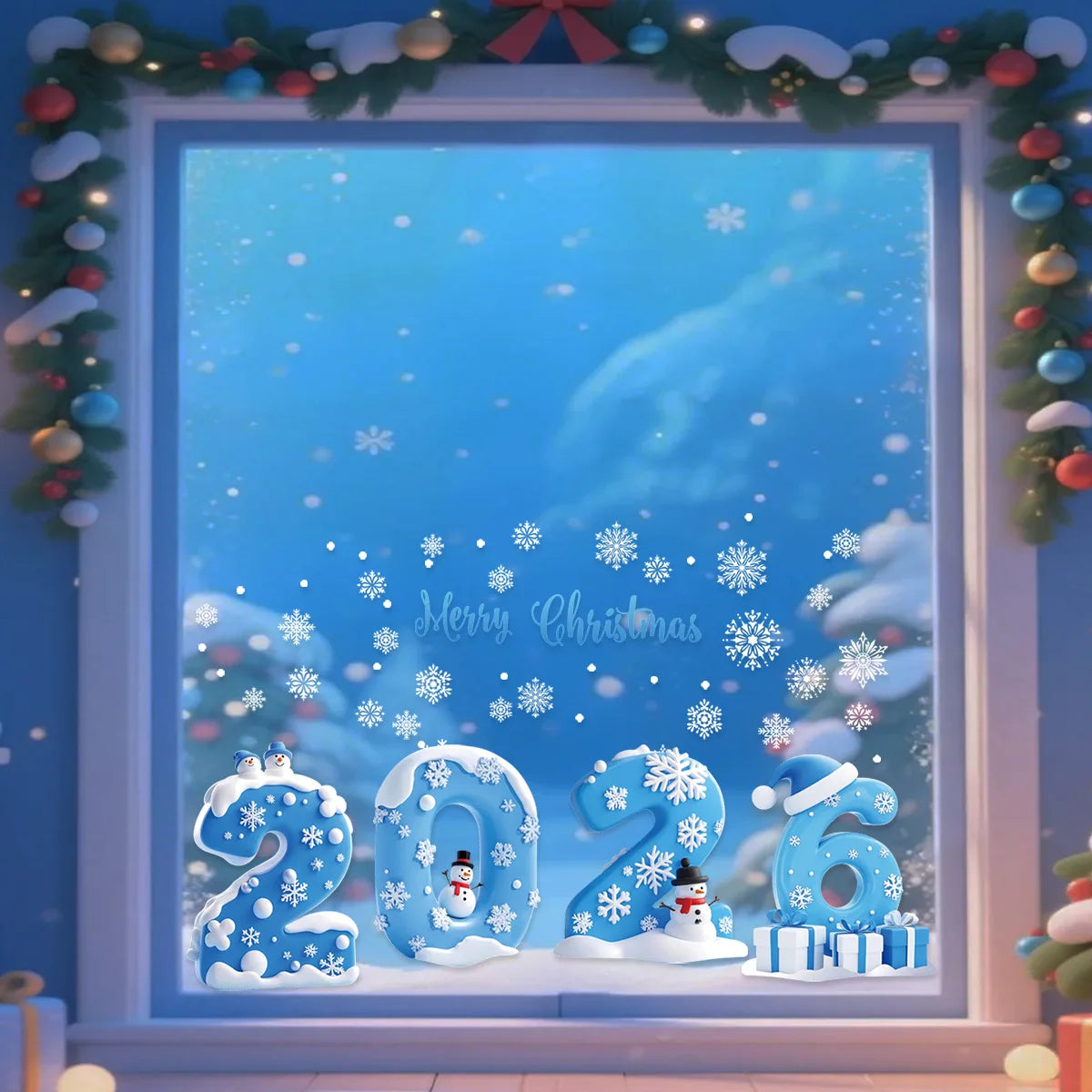 2026 New Year Christmas Snowflake Window Clings – Holiday Decor Holiday Window Clings Richie's