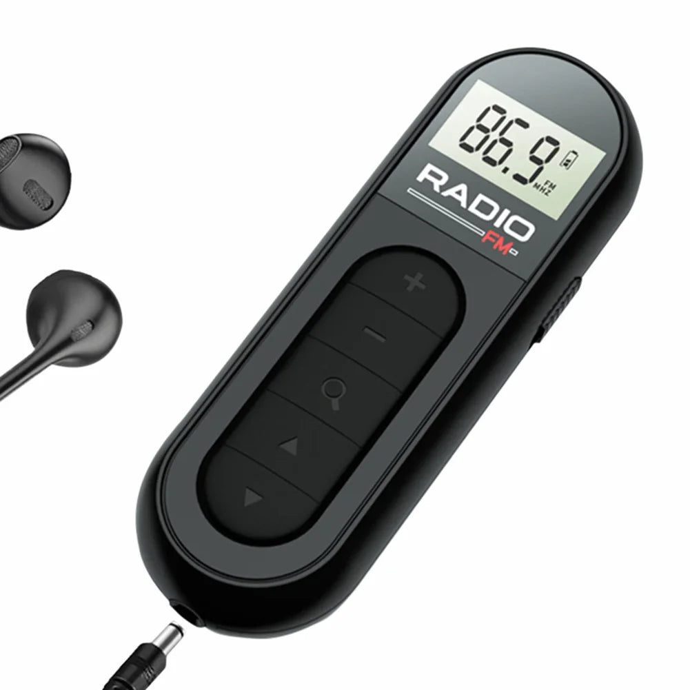 JOCESTYLE Mini Clip FM Radio Rechargeable LCD Display Portable FM Radio Richie's