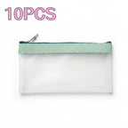 Zippered Money Pouch PVC Cash Bag for Coins, Bills & Office Zippered Money Pouch Richie's Green 10pcs