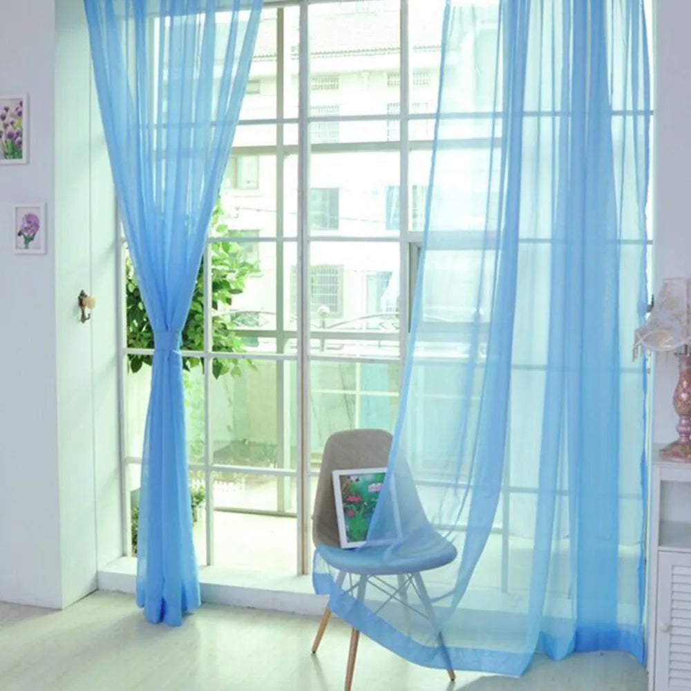 Sheer Tulle Curtain 1×2M Rod Pocket Polyester Window Panel Sheer Window Curtain Richie's Light Blue