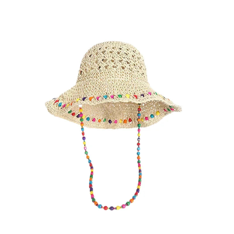 Women's Handmade Crochet Straw Bucket Hat – Wide Brim Beach Straw Bucket Hat Richie's