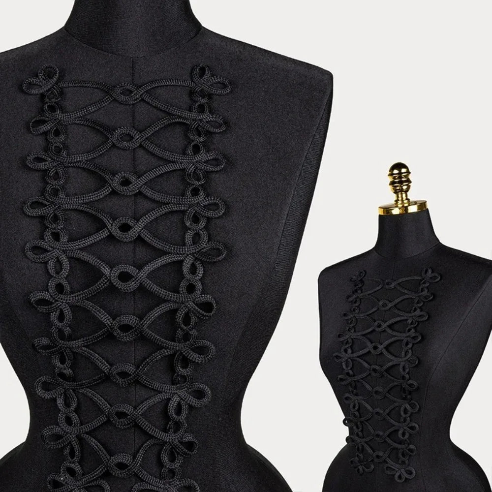 Handmade Gold Cord Baroque Applique Patch – Large Uniform Style Clothing Applique Patch Richie's D Black L