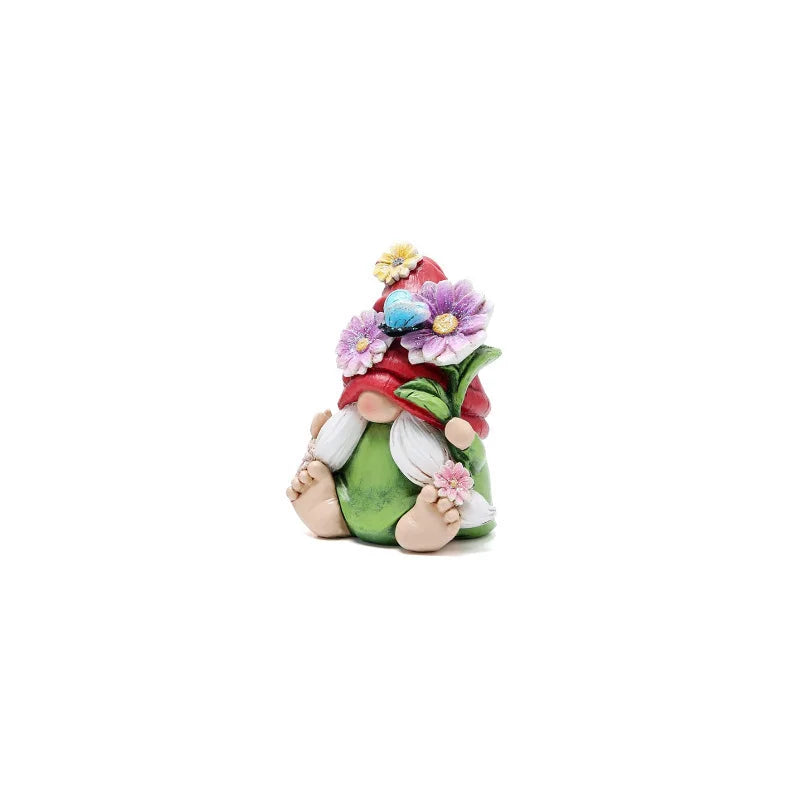 2-Piece Resin Flower Dwarf Garden Statue – Indoor & Outdoor Decor Garden Statue Set Richie's Red