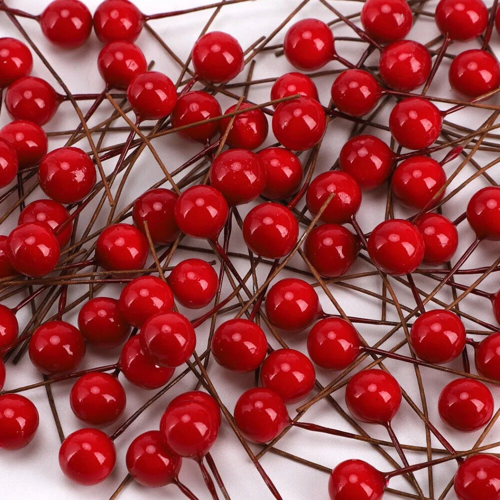 100Pcs Artificial Red Holly Berries Christmas Wreath Decor Christmas Craft Decor Richie's
