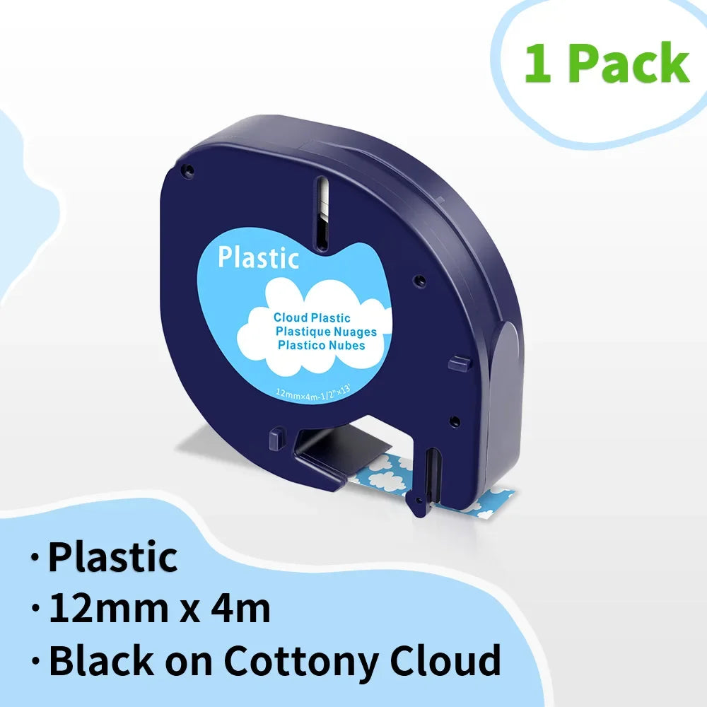 Dymo LetraTag 12mm Compatible Label Tape White – 91201/91200 Label Maker Tape Richie's Cottony Cloud