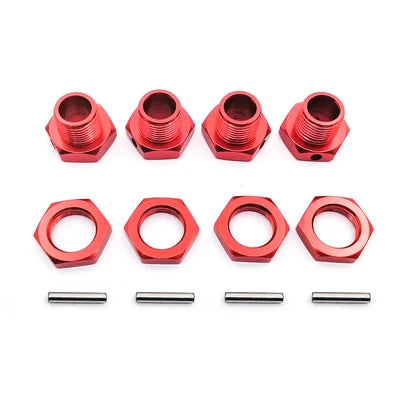 Kande 4pcs M17 17mm Aluminum Hex Hub Adapter Nut Dust Cover RC Car Wheel Adapter Richie's Red 4PCS