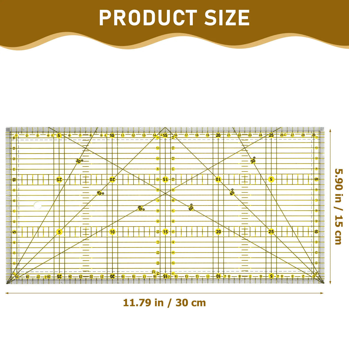 15x30cm Acrylic Quilting Ruler – Double Grid Patchwork Tool Quilting Ruler Richie's