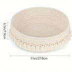 Cotton Rope Woven Storage Basket – Bohemian Tassel Organizer Woven Storage Basket Richie's 1