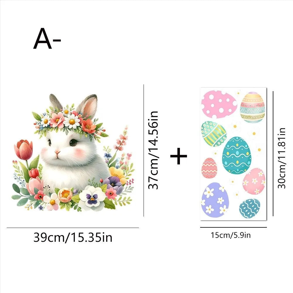 Easter Rabbit Flower Wall Stickers – Removable PVC Decals Wall Stickers Richie's A2