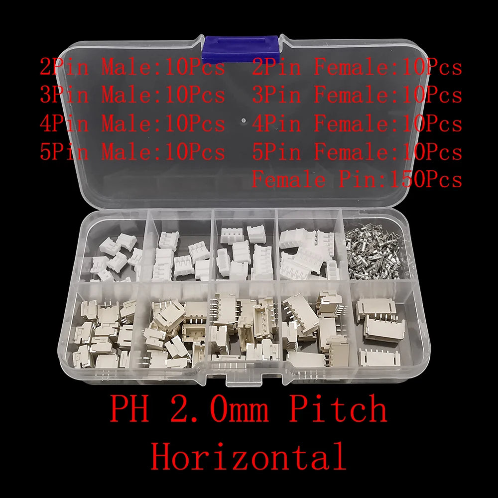 JST Connector Kit – Multi-Pitch Male & Female Housing Terminal Set Connector Terminal Kit Richie's PH 2.0mm Horizontal