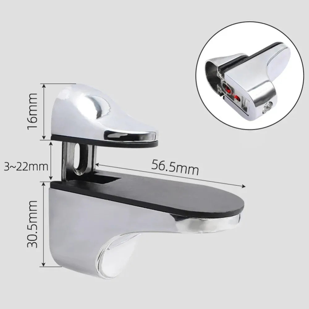 Zinc Alloy Adjustable Glass & Wood Shelf Clamp 1–22mm Wall Mount Shelf Bracket Clamp Richie's