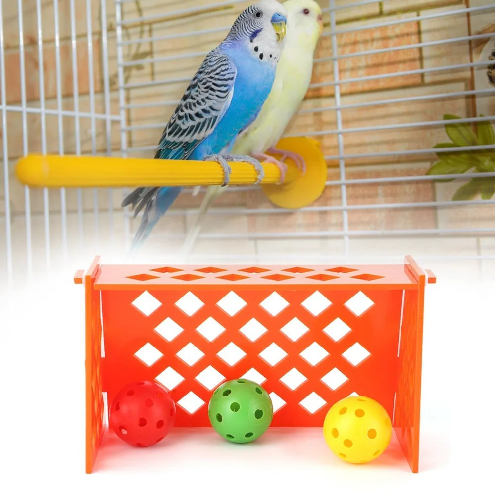 Parrot Mini Soccer Field Toy – 3 Balls | Bird Puzzle Set Bird Foraging Toy Richie's