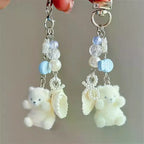 Flocked Polar Bear Shell Keychain Pendant | Cute Animal Keyring Animal Keychain Pendant Richie's