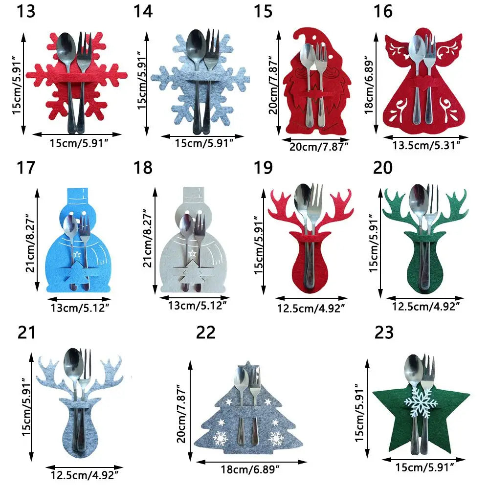 Christmas Cutlery Holder Bags | Festive Non-Woven Fabric 4 Pcs Cutlery Holder Bags Richie's