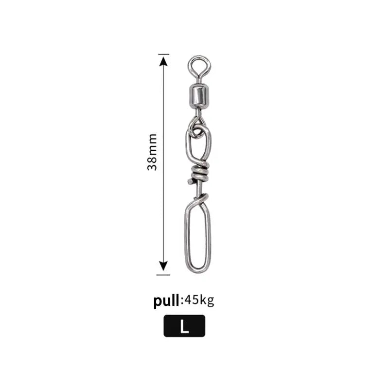 10Pcs Stainless Steel Fishing Quick Snap Speed Swivel & Guide Rings Fishing Swivel Snap Richie's L 38MM