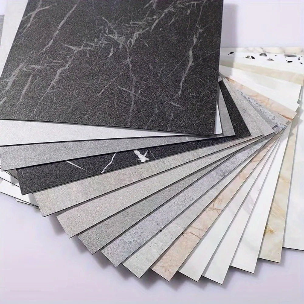 Self-Adhesive PVC Floor Tile 30x30cm Waterproof Marble Texture Peel & Stick Tile Richie's