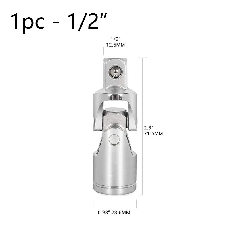 Universal Joint Socket Set 1/4" 3/8" 1/2" CrV Steel Swivel Adapter Socket Adapter Set Richie's 1-2 one piece