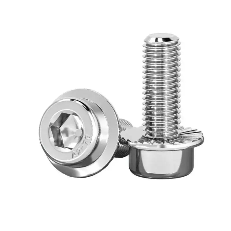 304 Stainless Steel Serrated Flange Hex Socket Screws M2–M8 Flange Hex Screws Richie's 2PCS M10 60mm