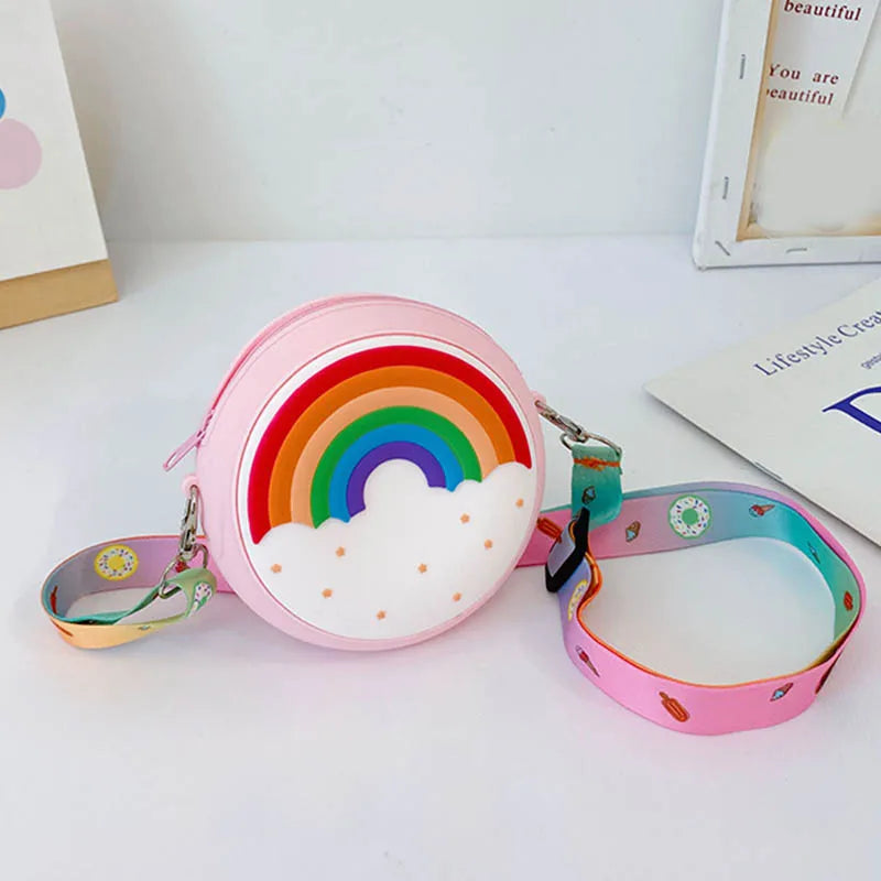 Kids Donut Round Crossbody Bag Rainbow Girls Shoulder Handbag Kids Crossbody Bag Richie's