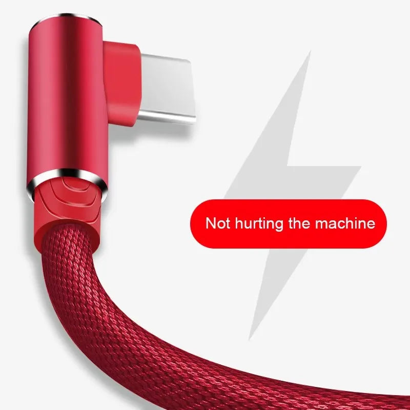 90° USB-A to USB-C Fast Charging Cable Nylon Braided L-Shape USB Charging Cable Richie's