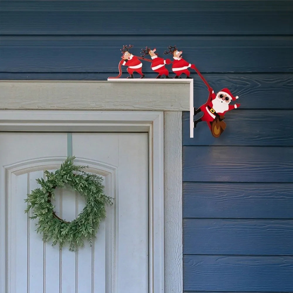 Santa Claus Door Frame Decoration – Easy Install Xmas Sign Holiday Door Decoration Richie's