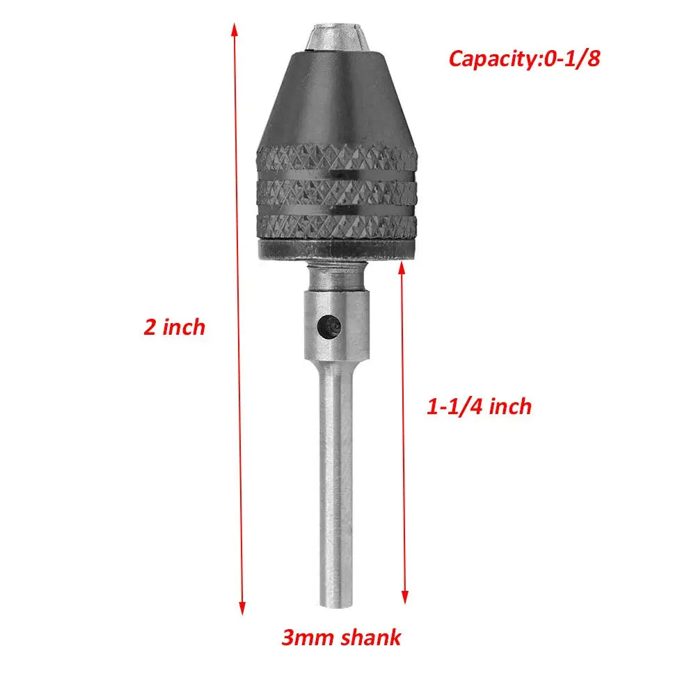 2pc Keyless Drill Chuck Collet 2.35mm Shank 0.3–3.4mm Adapter Drill Chuck Collet Richie's 3mm Shank