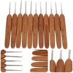 11pc Bamboo Crochet Hook Set Mixed Sizes 0.5–3mm | Ergonomic Crochet Hook Set Richie's