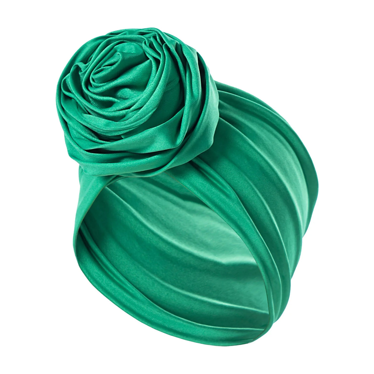 Women's Turban Head Wrap Hijab Cap with 3D Rose Flower Turban Head Wrap Richie's green