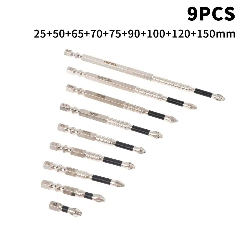 PH2 Impact Driver Bit Set | Magnetic Non-Slip 25–150mm K5 Steel Impact Driver Bit Set Richie's A8