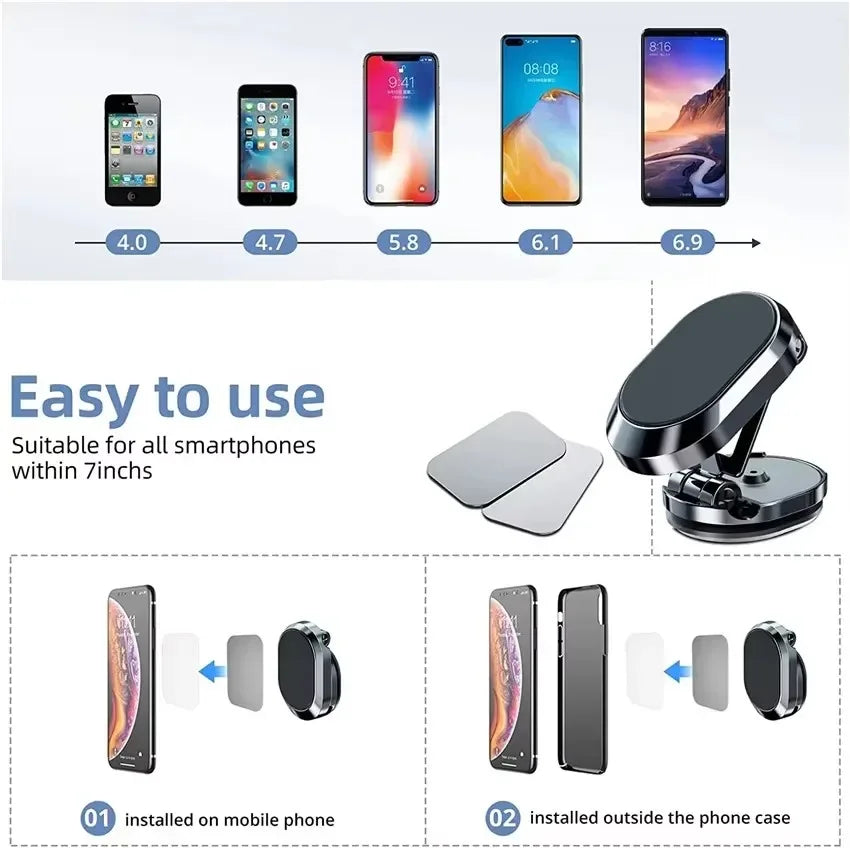 1080° Rotatable Magnetic Car Phone Holder | Universal Fit Car Phone Mount Richie's
