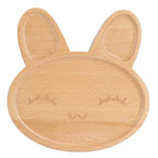 Wooden Bunny Kids Divided Serving Tray – Anti-Spill Cartoon Kids Wooden Tray Richie's Brown