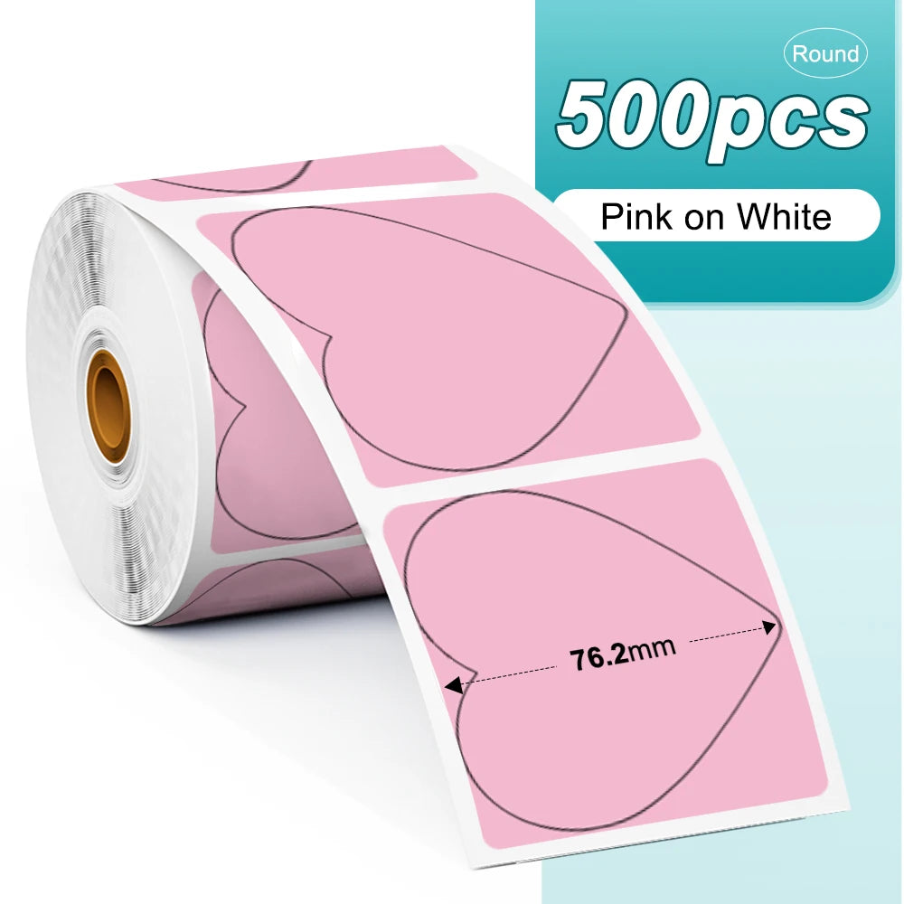 Phomemo 1000pcs Round Thermal Shipping Labels Rainbow Stickers Thermal Shipping Labels Richie's 500pcs Heart