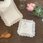 Korean Lace Ruffle Placemat – Cotton Coaster & Napkin Lace Ruffle Placemat Richie's