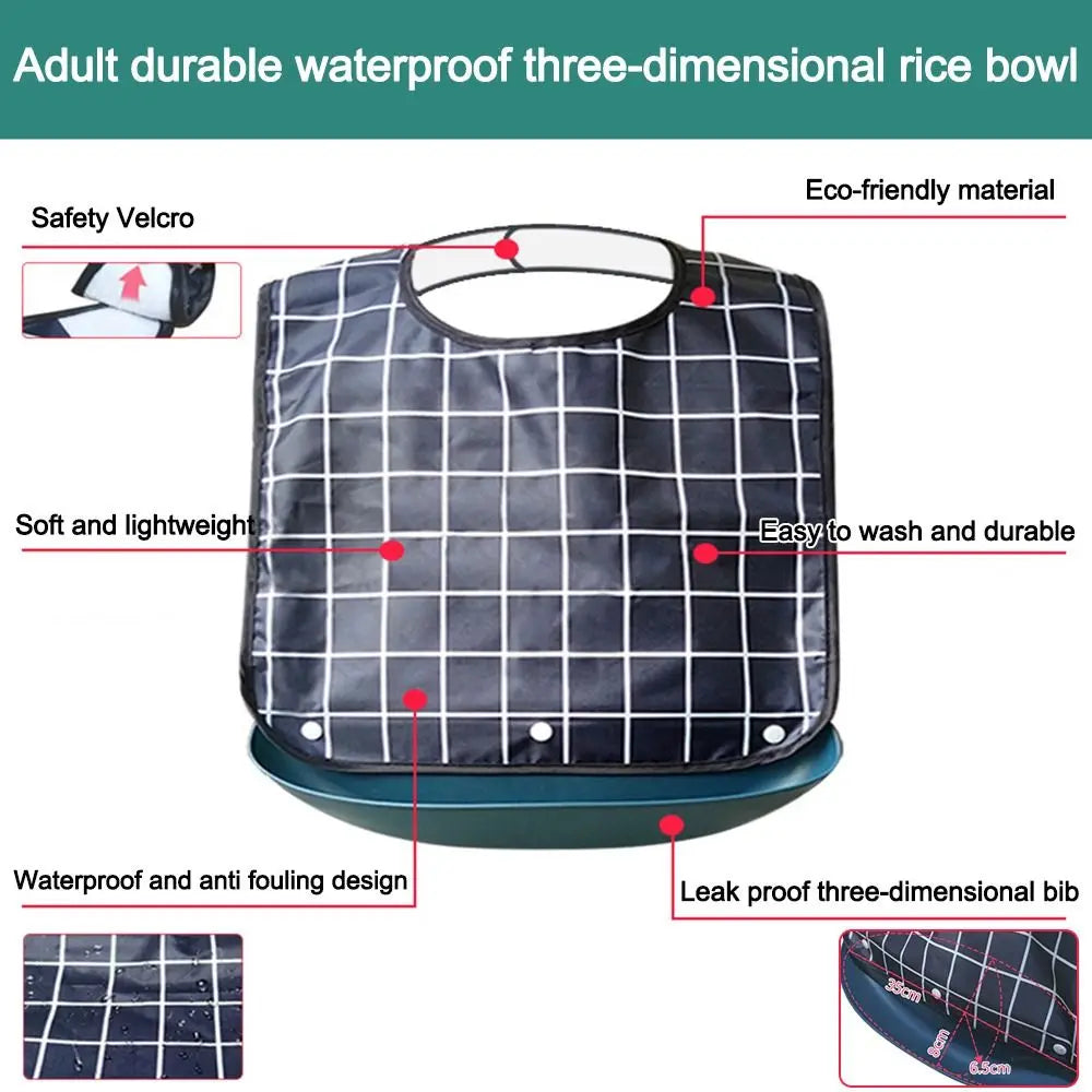 Waterproof Adult Bib Washable Dining Apron S/M/L Adjustable Adult Dining Bib Richie's