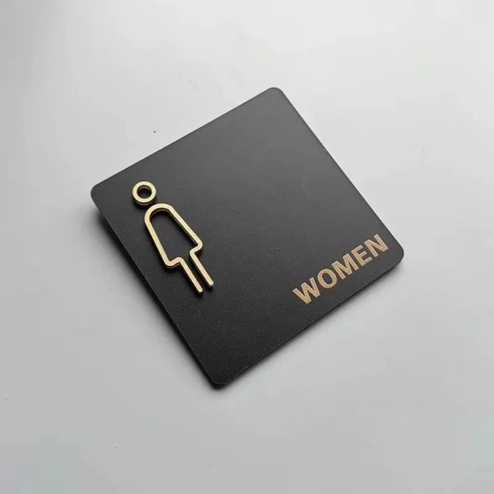 Acrylic Bathroom Door Sign 15x15cm Self-Adhesive Men Women Acrylic Door Sign Richie's WOMEN