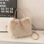 Women's Faux Fur Crossbody Bag – Detachable Strap & Buckle Faux Fur Crossbody Bag Richie's