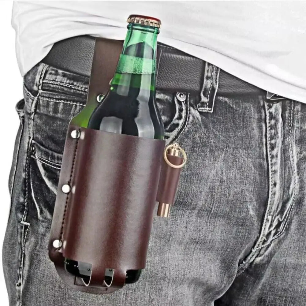 PU Leather Beer Bottle Waist Holster Belt Bag with Pen Holder Waist Belt Bag Richie's