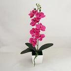 7-Bloom Artificial Pink Orchid Potted Plant | Faux Bonsai Artificial Potted Flower Richie's Style C