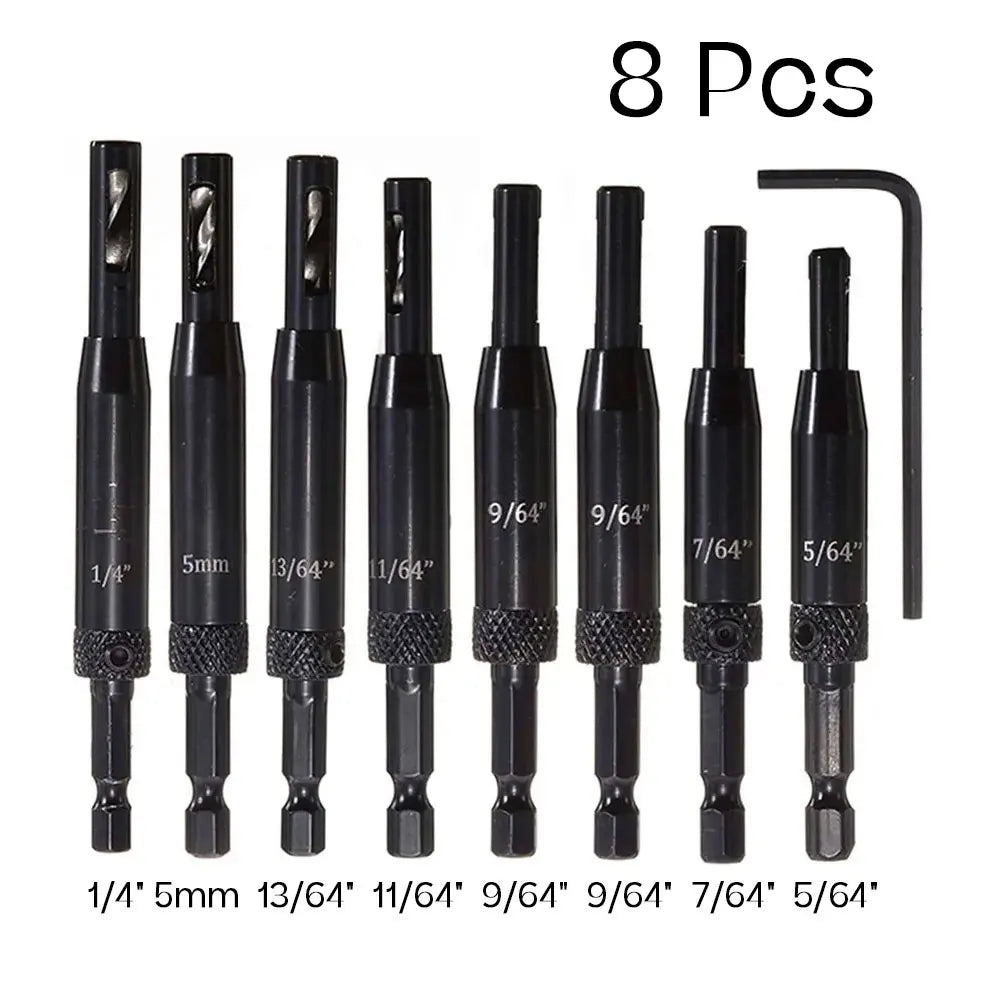 Self-Centering Hinge Drill Bit Set – Woodworking Pilot Hole Tool Hinge Drill Bit Set Richie's 8 Pcs