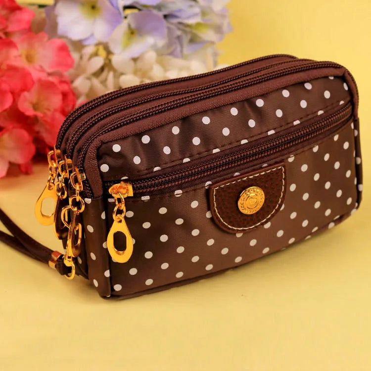 Women's Canvas Clutch Wallet – 4 Zippers & Card Holder Canvas Clutch Wallet Richie's Dark Brown 16X10X6cm