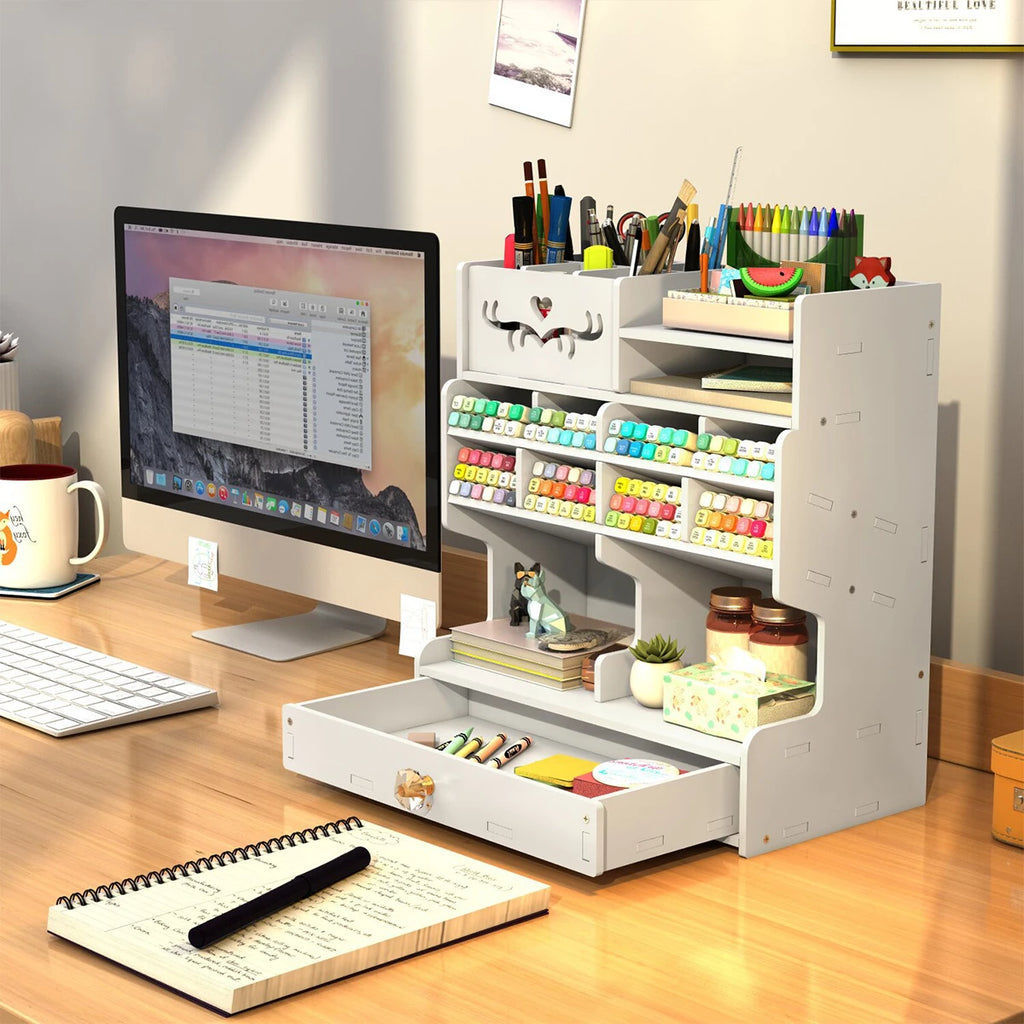 Desktop Pen Holder with Drawer | Multifunctional Desk Organizer Desk Pen Organizer Richie's