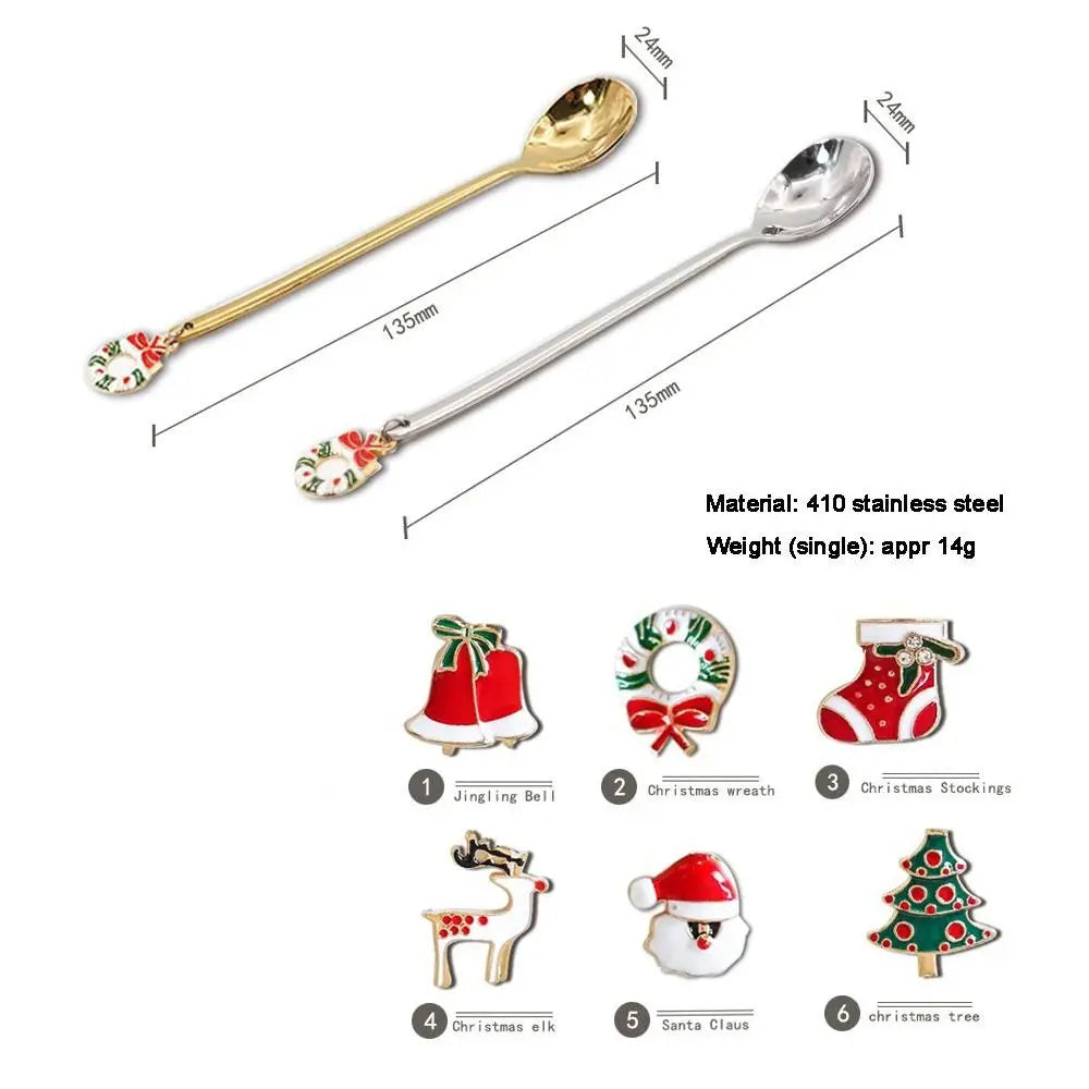 Christmas Stainless Steel Spoon Set with Holiday Pendants Holiday Spoon Set Richie's