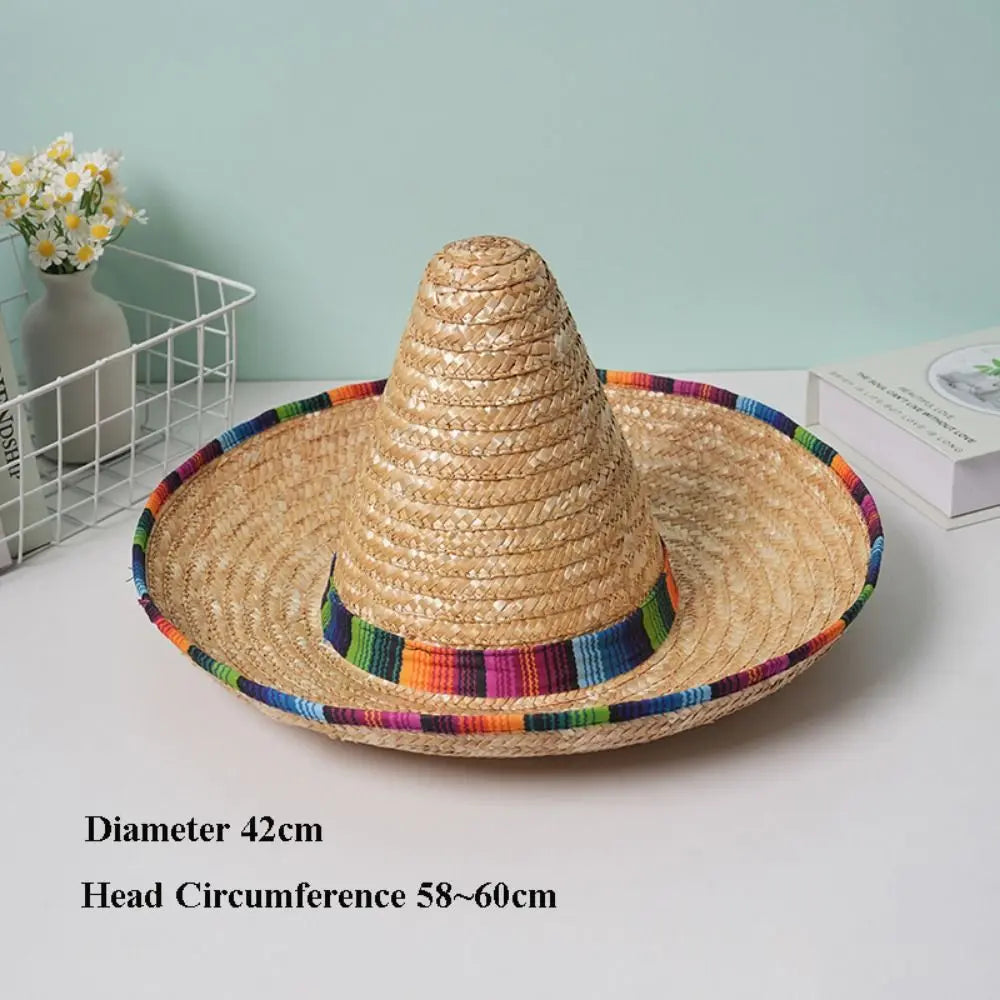 Unisex Mexican Straw Hat – Wide Brim Sun Protection Beach Hat Straw Sun Hat Richie's