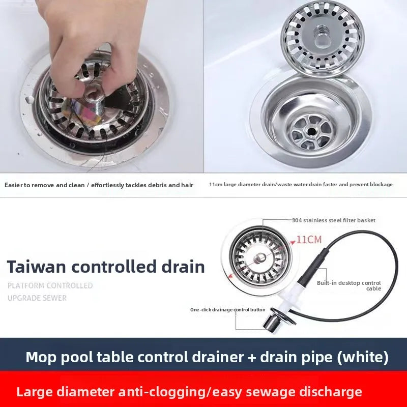 Ceramic Mop Pool Sink | One-Button Auto Drain System Utility Mop Sink Richie's