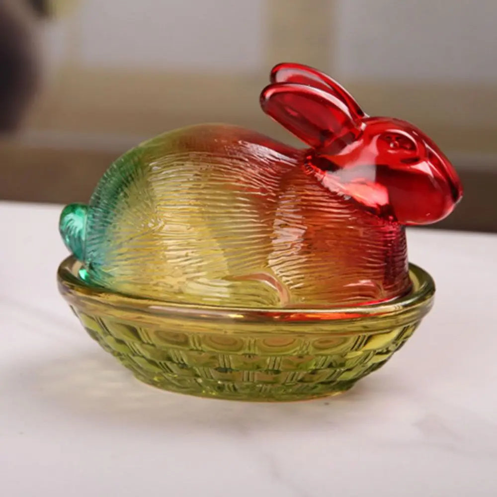 Rabbit-Shaped Crystal Glass Candy Dish with Lid | Easter Bunny Glass Candy Dish Richie's