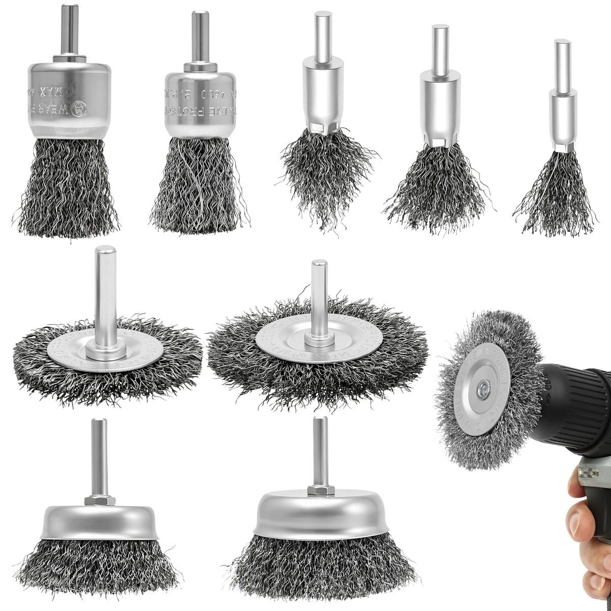 Wire Wheel Brush Set for Drill – 6/9 Pc, 1/4" Shank | Toorise Wire Brush Set Richie's