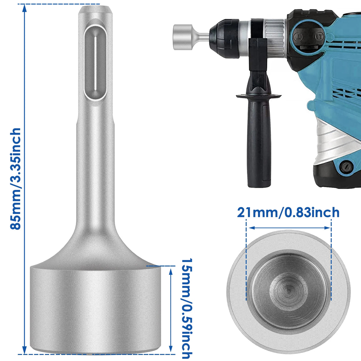 SDS Plus Ground Rod Driver – Hardened Chrome Vanadium Steel Ground Rod Driver Richie's 21mm