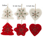 Felt Christmas Ornaments Embroidered Snowflake Tree Star Heart Christmas Ornaments Richie's