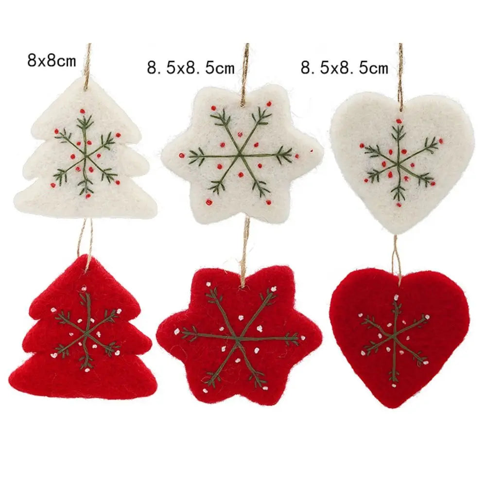 Felt Christmas Ornaments Embroidered Snowflake Tree Star Heart Christmas Ornaments Richie's